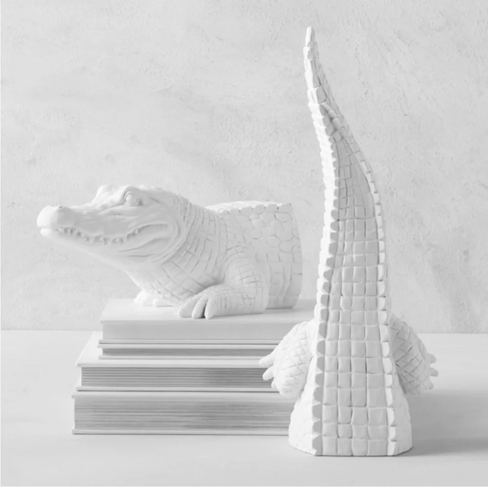 Z Gallerie Detailed White Alligator Bookends 🐊